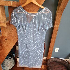 Adrianna Papell Cap-Sleeved Embellished Sheath Dress size 6